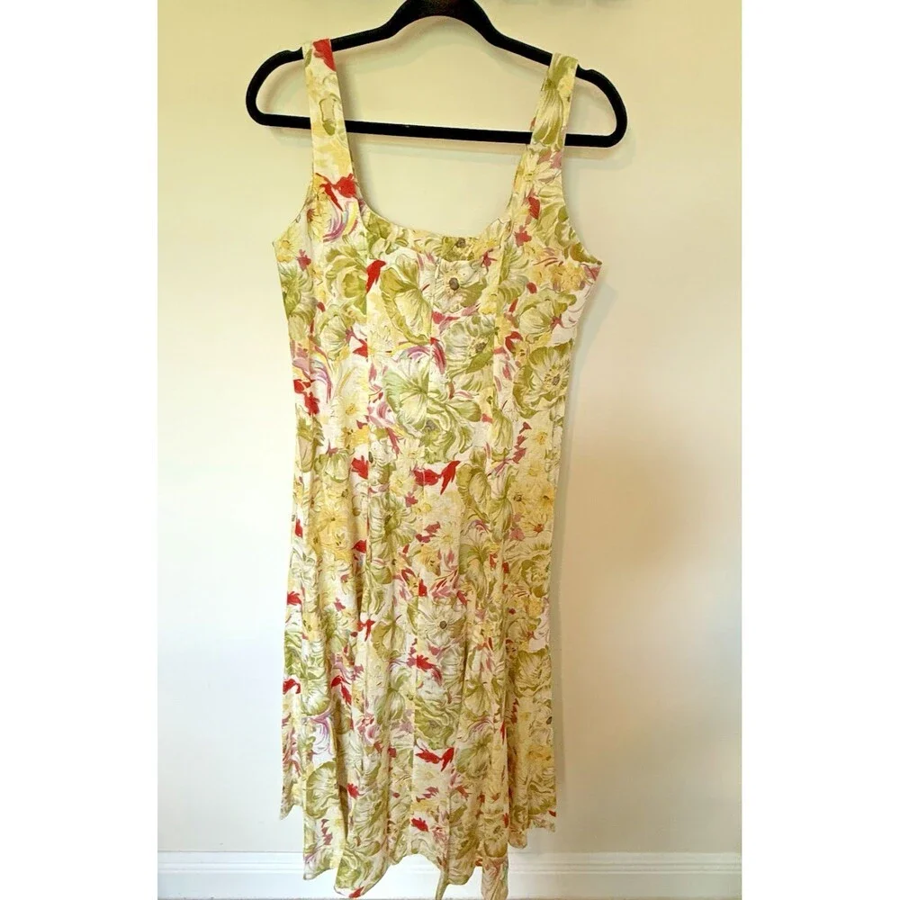 ZARA NWT ZW Collection Linen Print Dress Multicolor Womens $129 MRSP Size XL - Picture 6 of 9